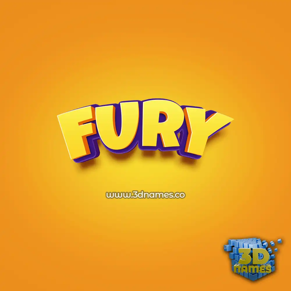 fury in Orange Toon style - 3D name wallpaper