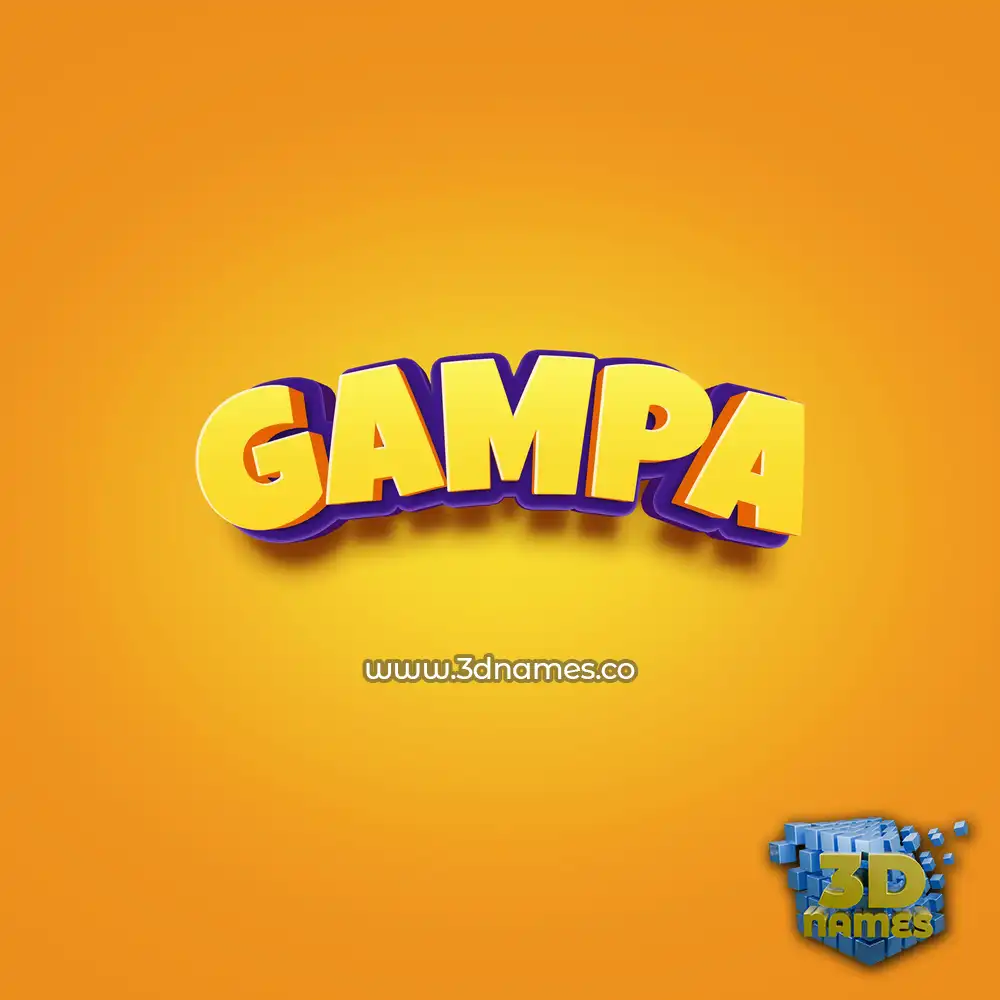 gampa in Orange Toon style - 3D name wallpaper