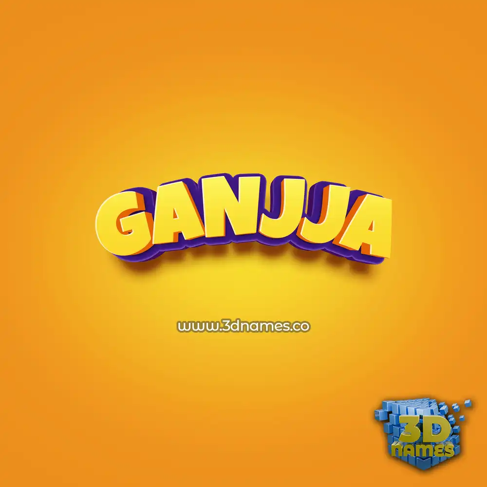 ganjja in Orange Toon style - 3D name wallpaper