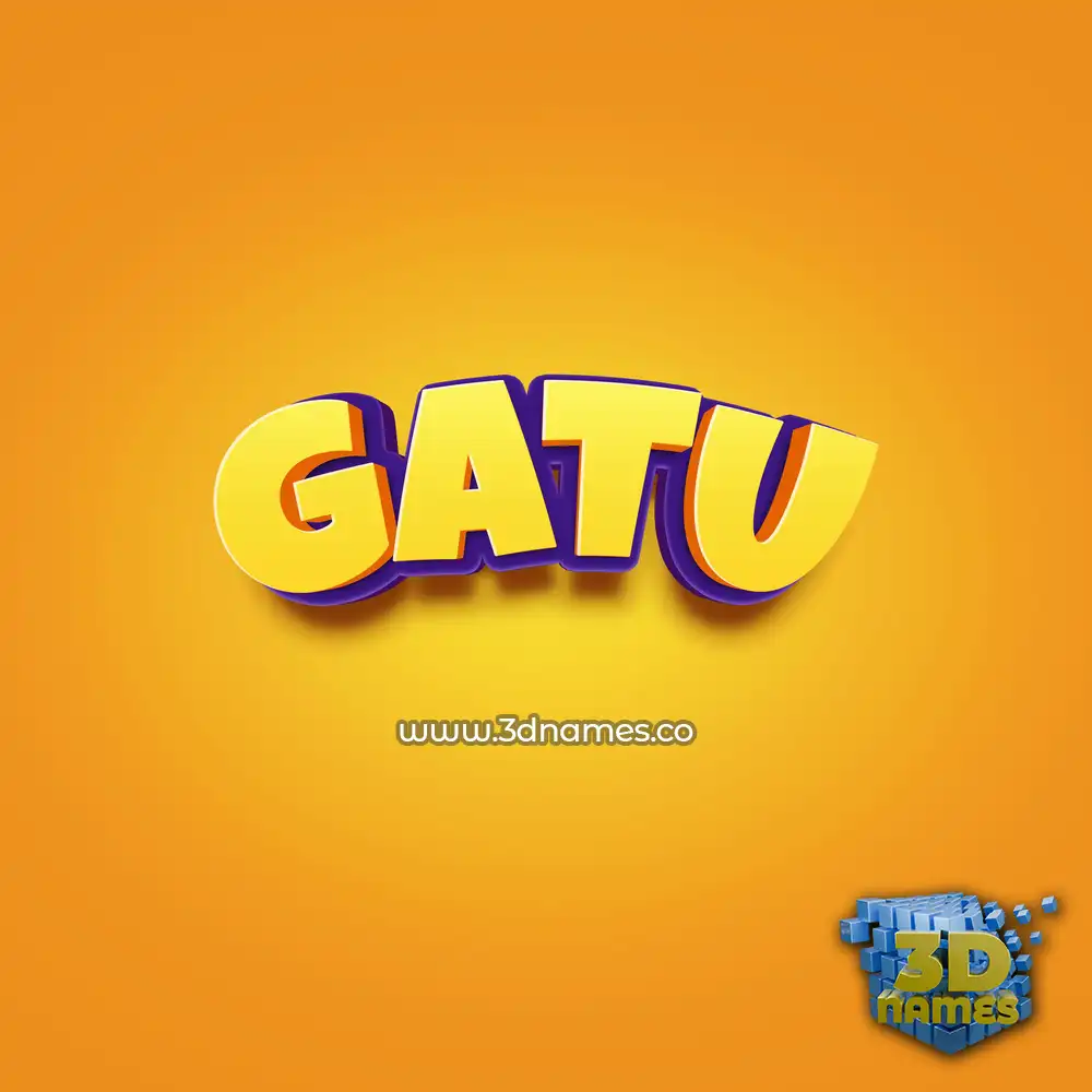 gatu in Orange Toon style - 3D name wallpaper