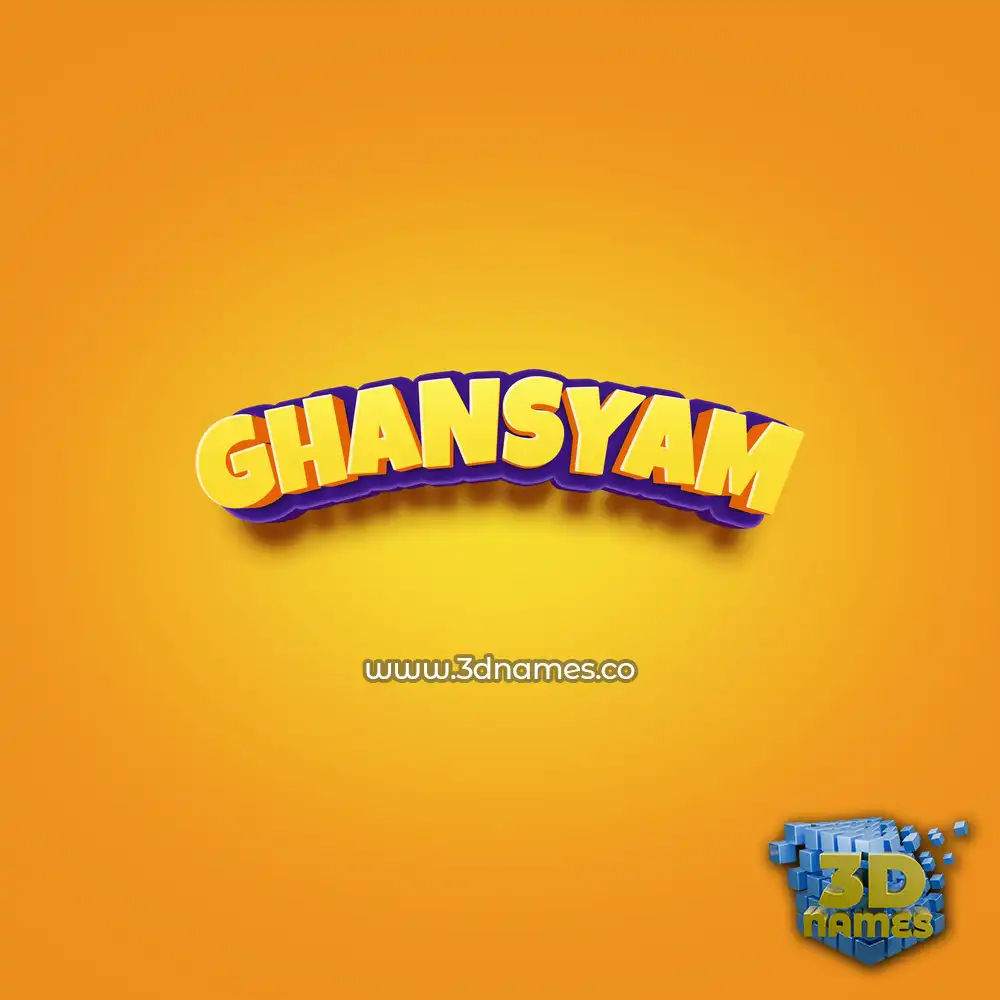 ghansyam in Orange Toon style - 3D name wallpaper