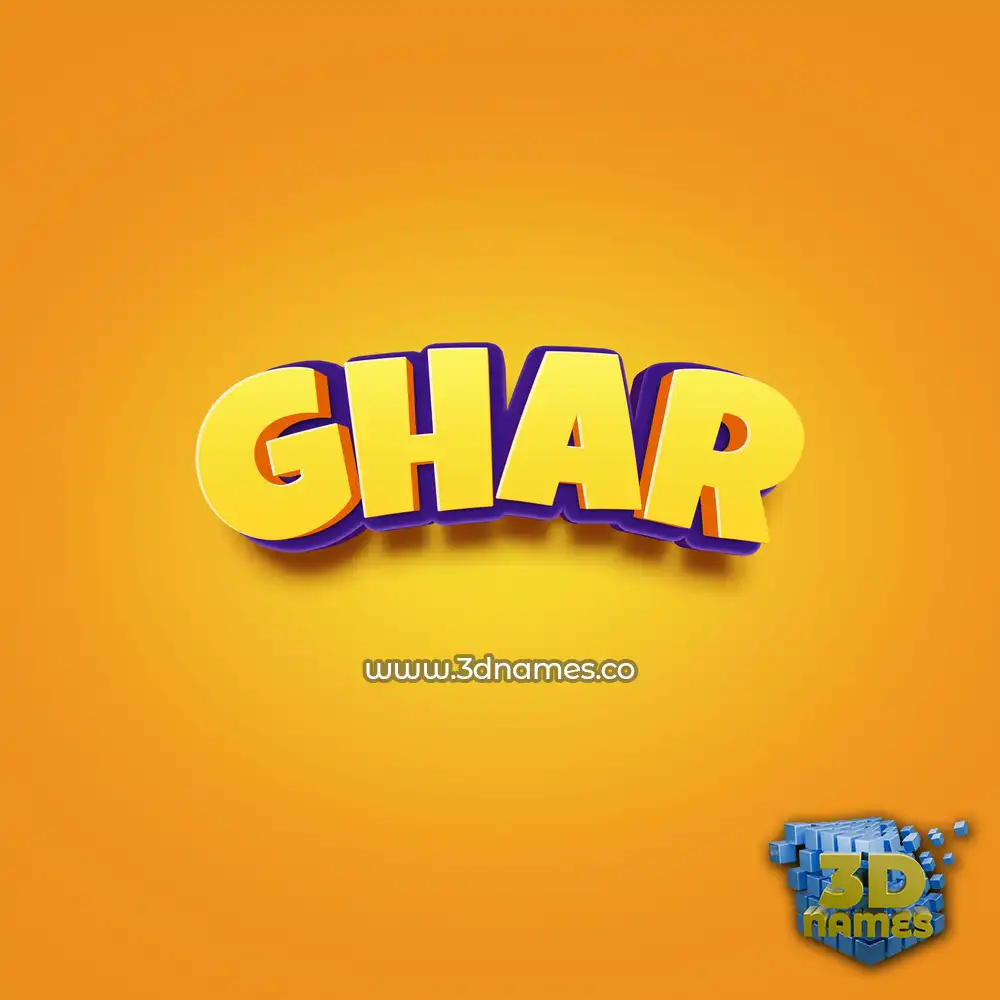 ghar in Orange Toon style - 3D name wallpaper