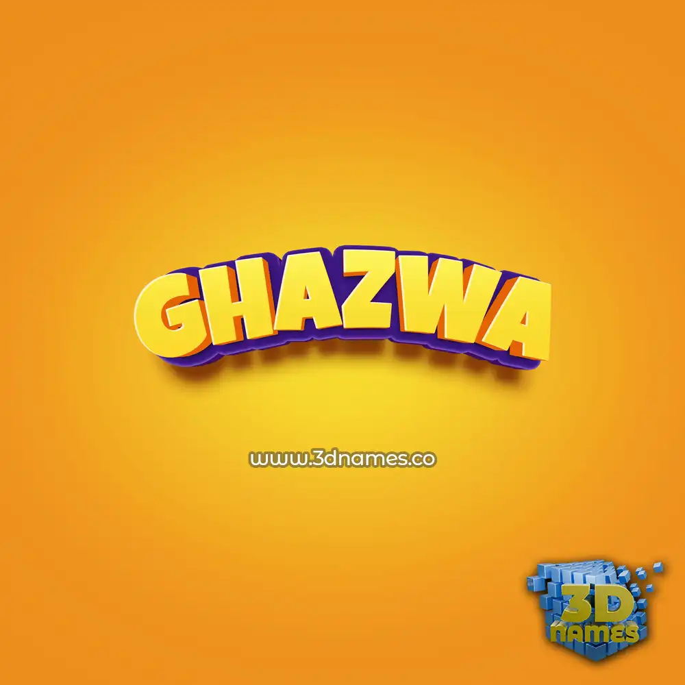 ghazwa in Orange Toon style - 3D name wallpaper