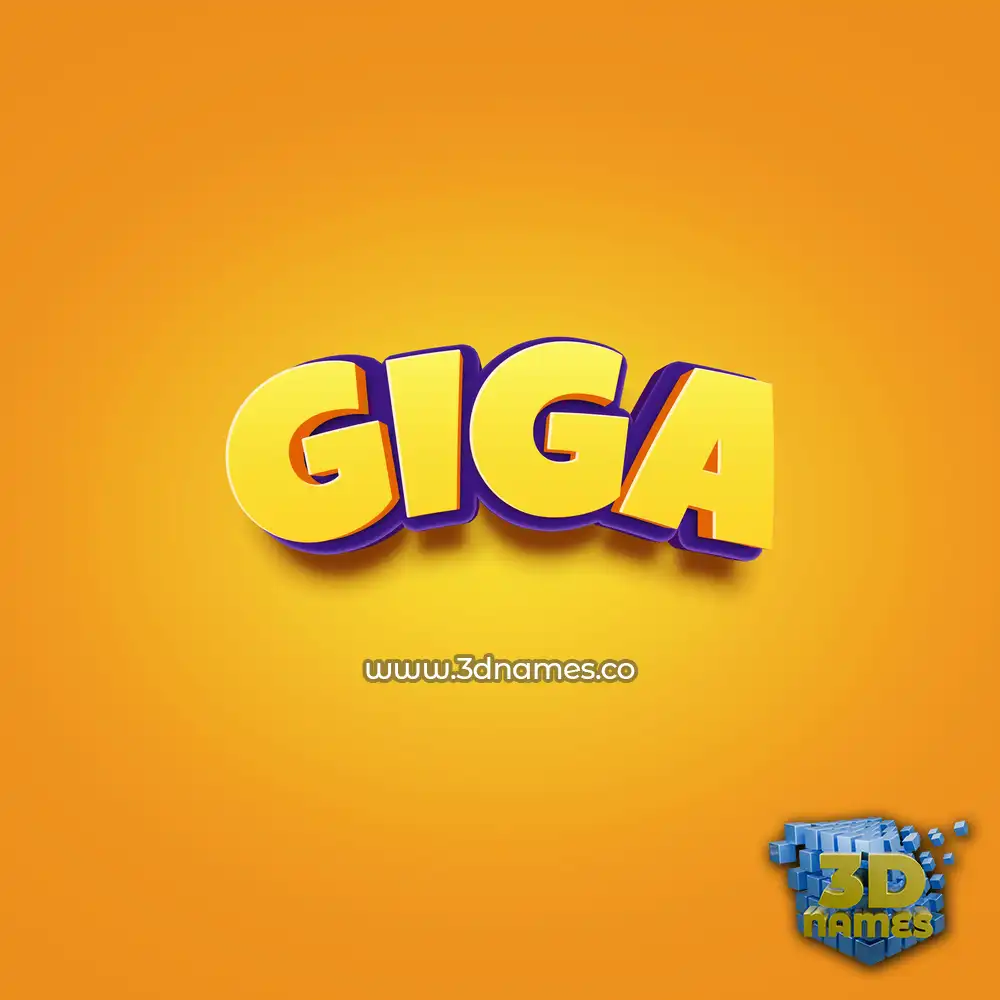 giga in Orange Toon style - 3D name wallpaper