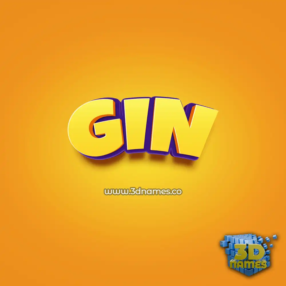 gin in Orange Toon style - 3D name wallpaper