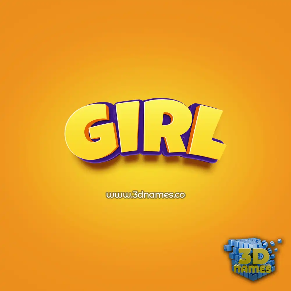 girl in Orange Toon style - 3D name wallpaper