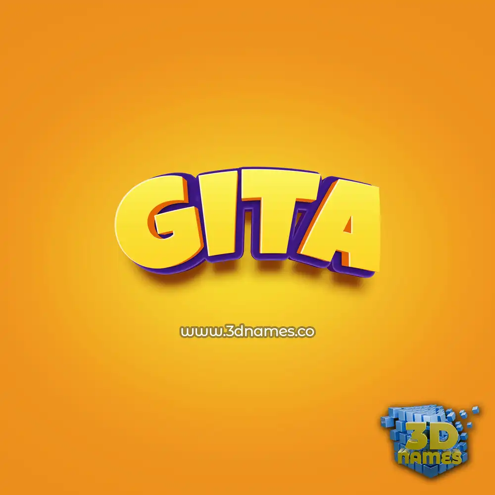gita in Orange Toon style - 3D name wallpaper