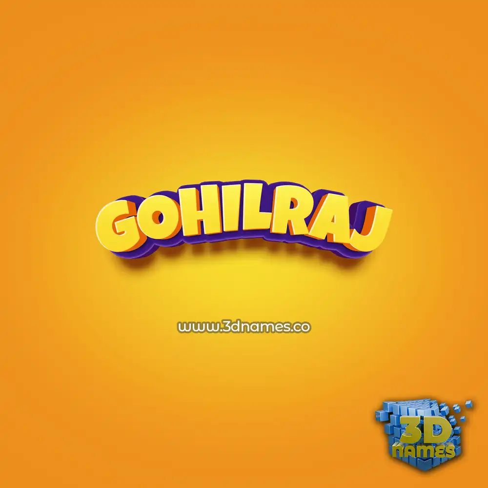gohilraj in Orange Toon style - 3D name wallpaper