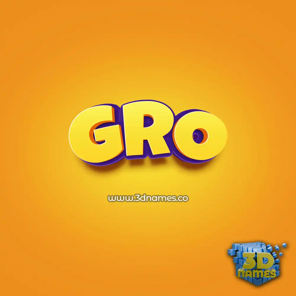 gro in Orange Toon style - 3D name wallpaper