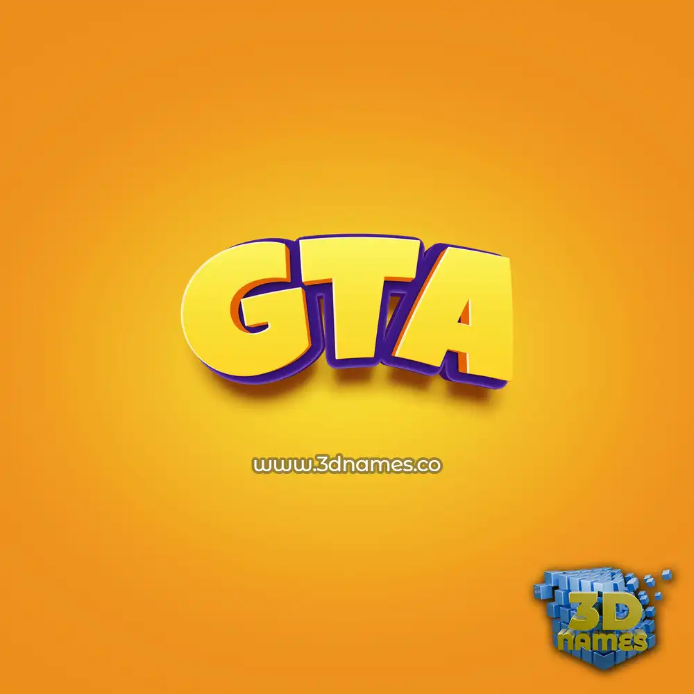 gta in Orange Toon style - 3D name wallpaper