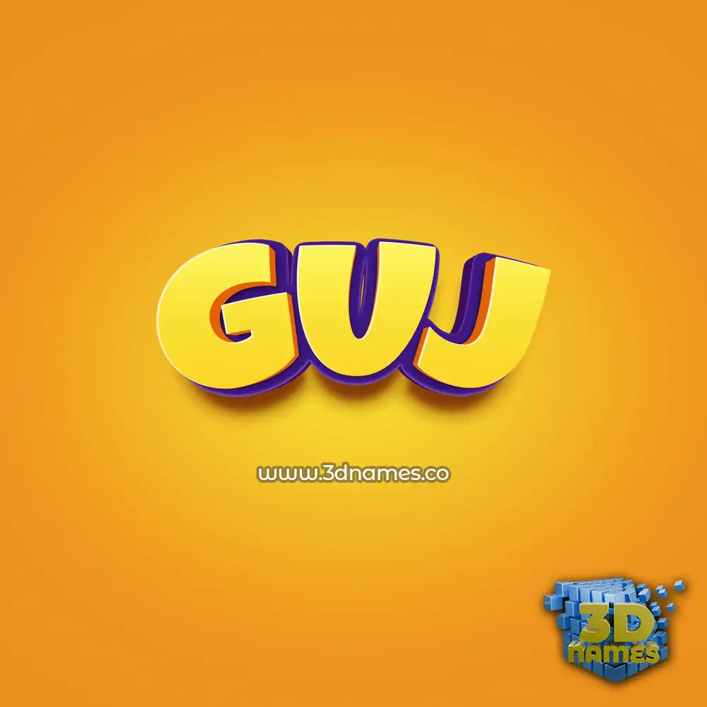 guj in Orange Toon style - 3D name wallpaper