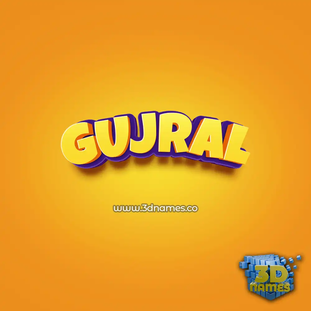 gujral in Orange Toon style - 3D name wallpaper