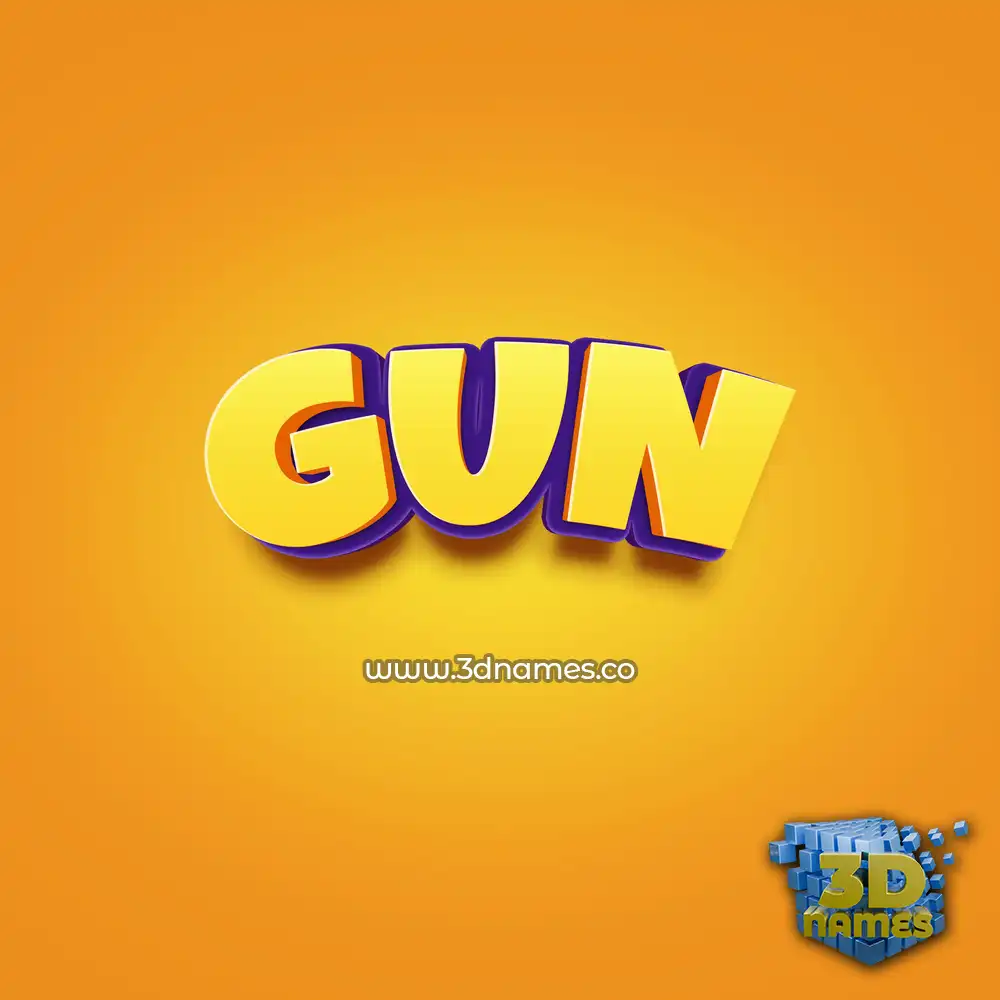 gun in Orange Toon style - 3D name wallpaper