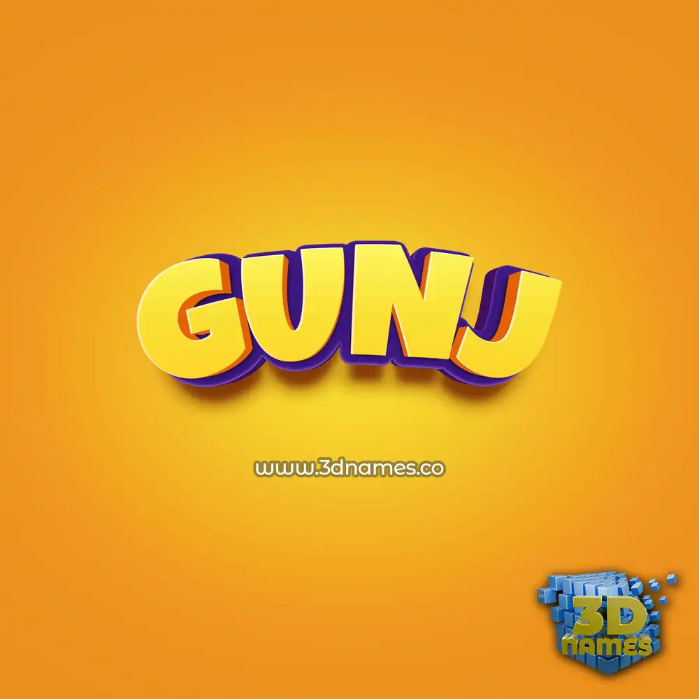 gunj in Orange Toon style - 3D name wallpaper