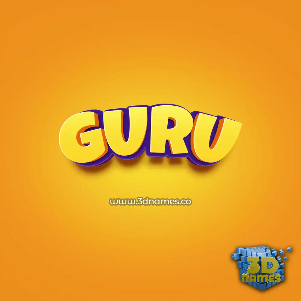 guru in Orange Toon style - 3D name wallpaper