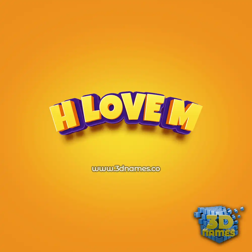 h love m in Orange Toon style - 3D name wallpaper