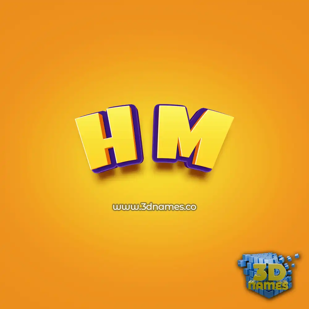 h m in Orange Toon style - 3D name wallpaper