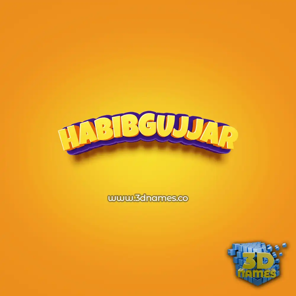 habibgujjar in Orange Toon style - 3D name wallpaper