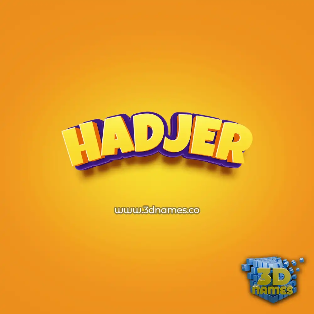 hadjer in Orange Toon style - 3D name wallpaper