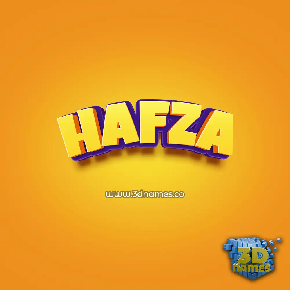 hafza in Orange Toon style - 3D name wallpaper