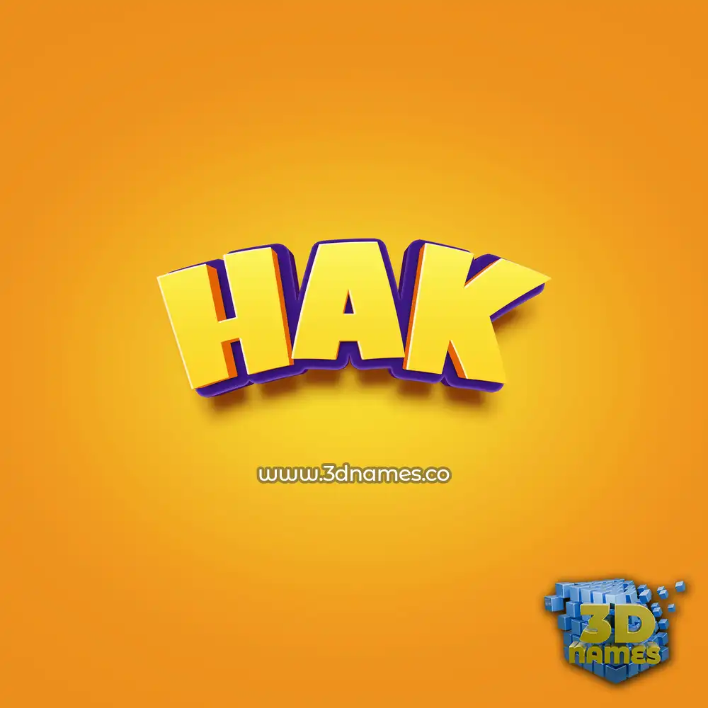 hak in Orange Toon style - 3D name wallpaper