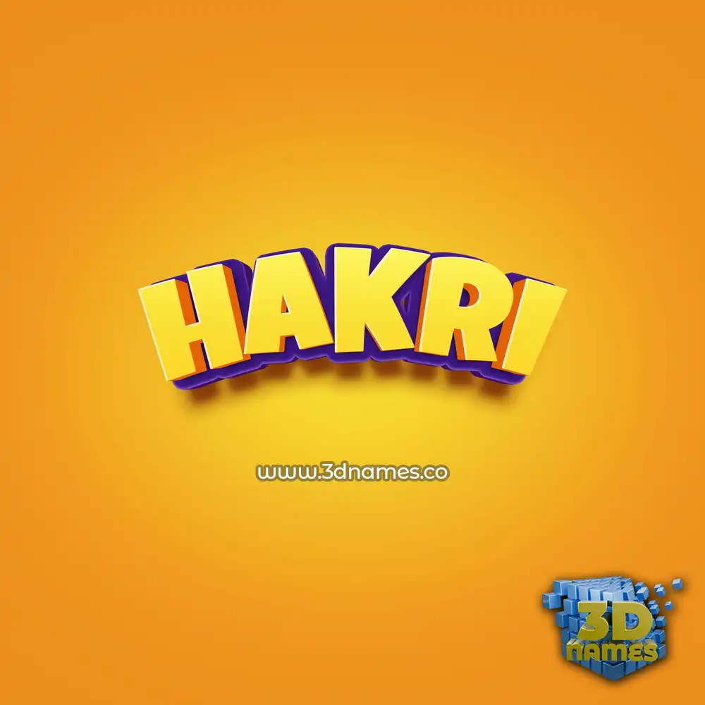 hakri in Orange Toon style - 3D name wallpaper