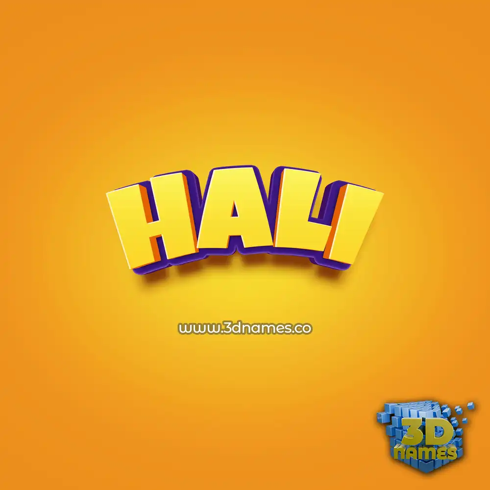 hali in Orange Toon style - 3D name wallpaper