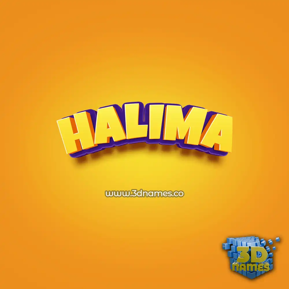 halima in Orange Toon style - 3D name wallpaper