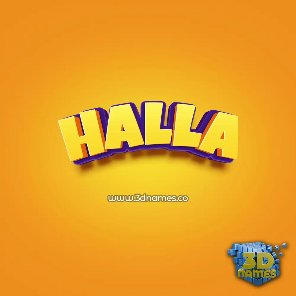 halla in Orange Toon style - 3D name wallpaper