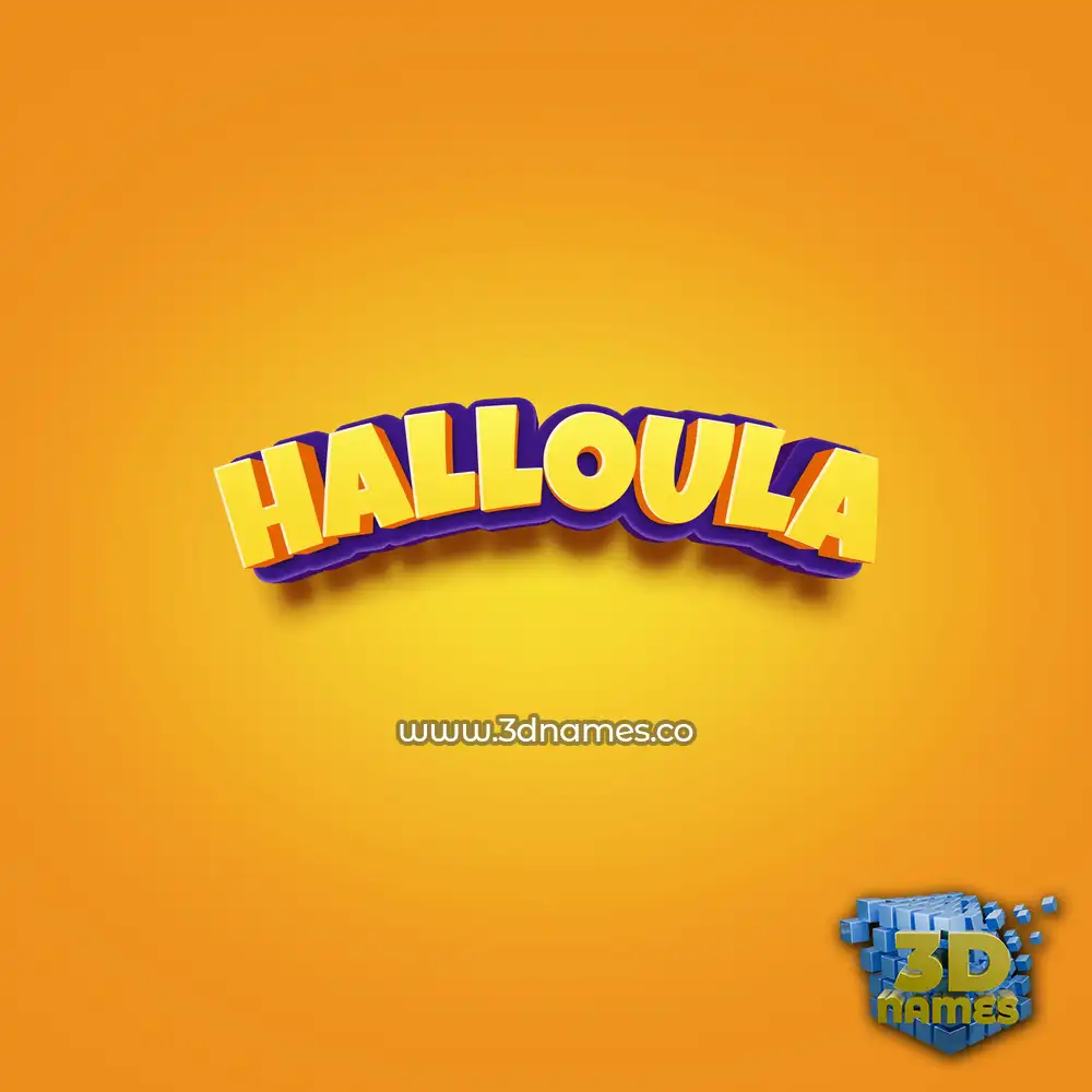 halloula in Orange Toon style - 3D name wallpaper