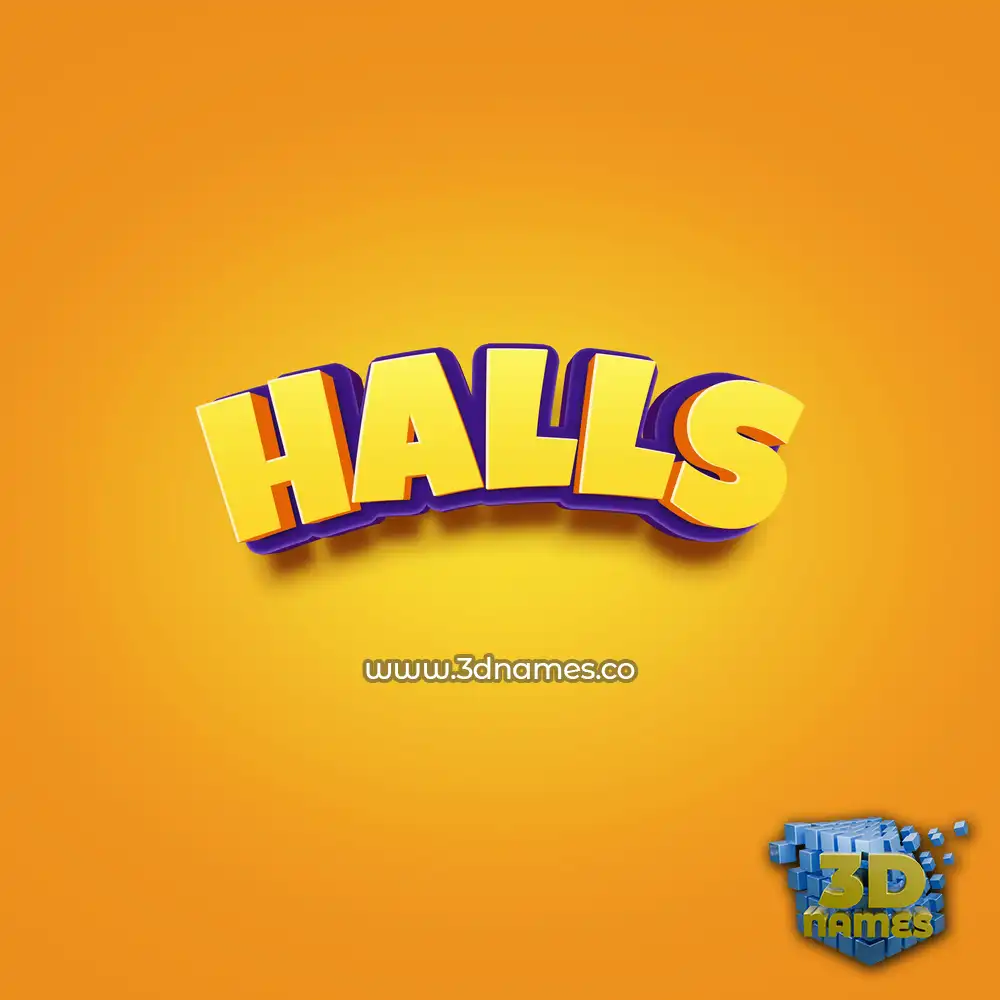 halls in Orange Toon style - 3D name wallpaper