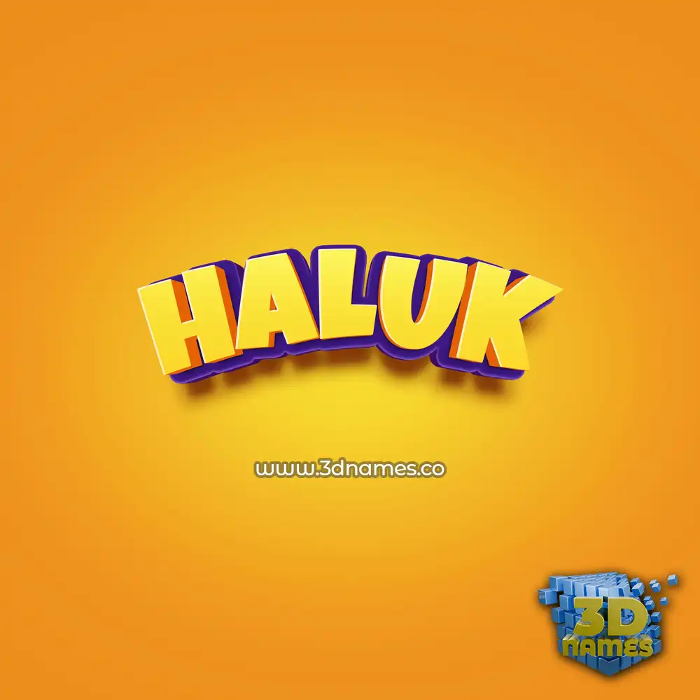 haluk in Orange Toon style - 3D name wallpaper