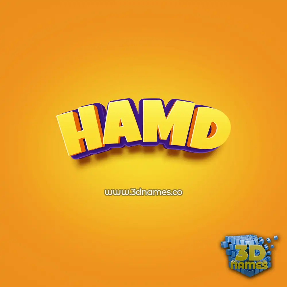hamd in Orange Toon style - 3D name wallpaper