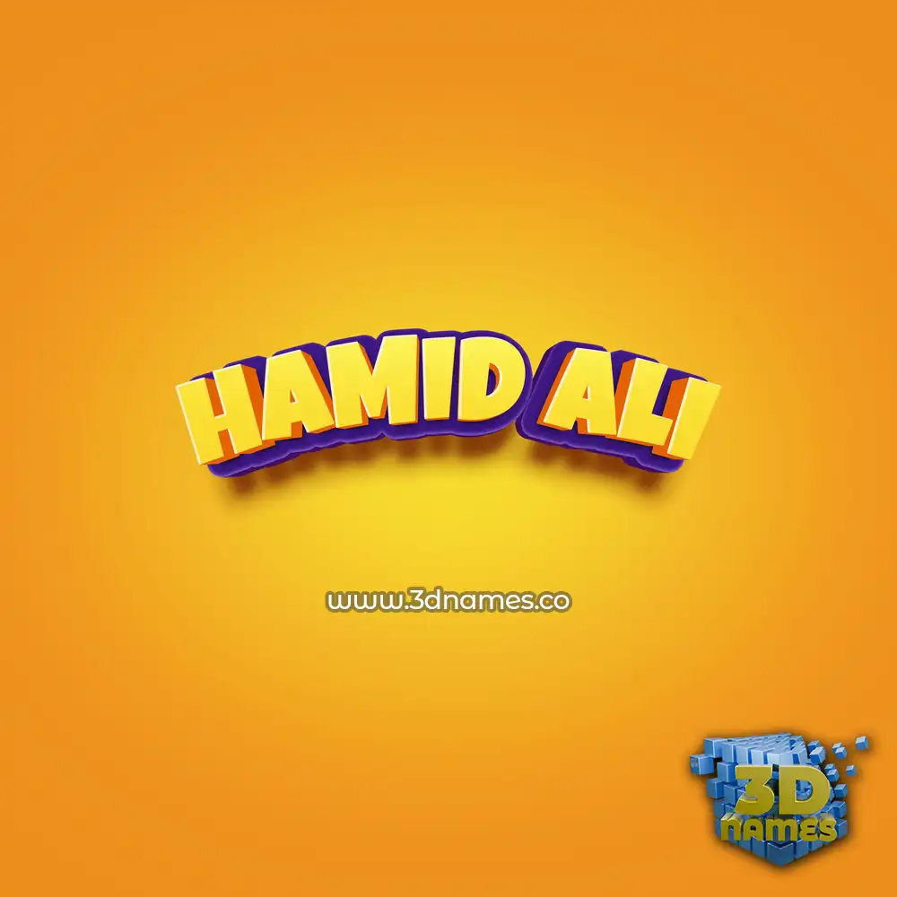 hamid ali in Orange Toon style - 3D name wallpaper