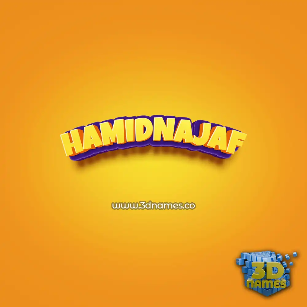 hamidnajaf in Orange Toon style - 3D name wallpaper