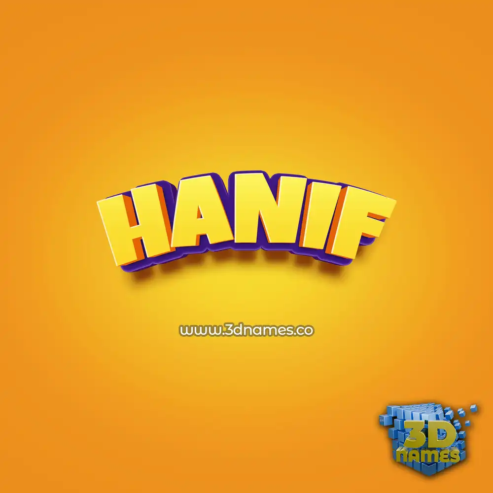 hanif in Orange Toon style - 3D name wallpaper
