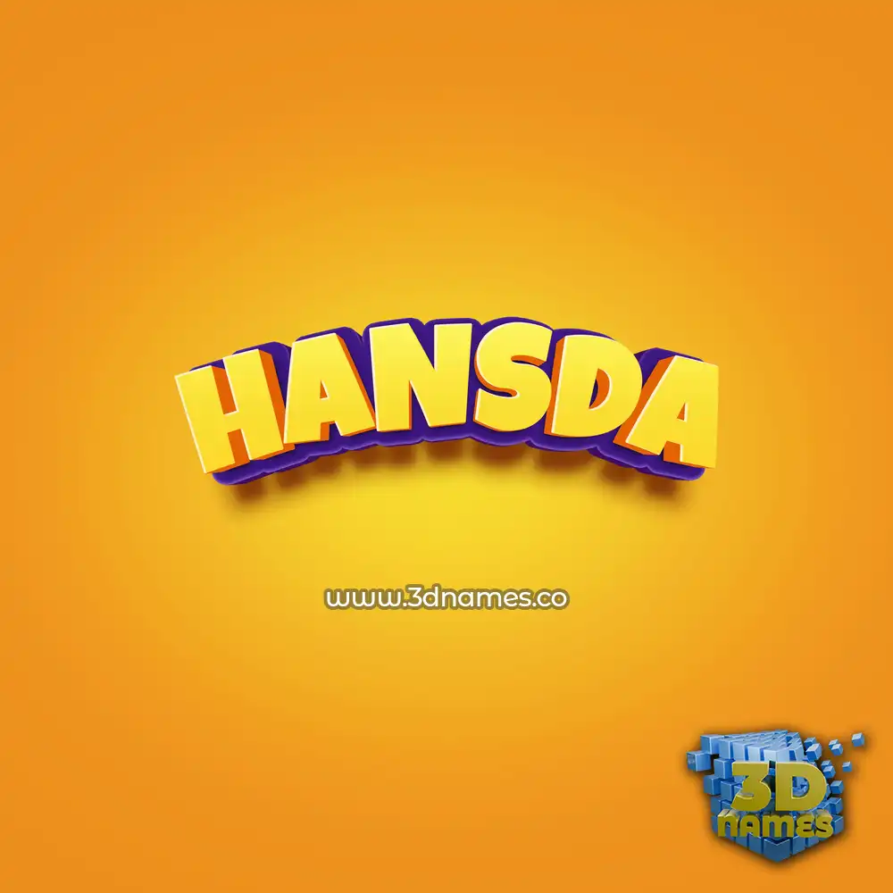 hansda in Orange Toon style - 3D name wallpaper