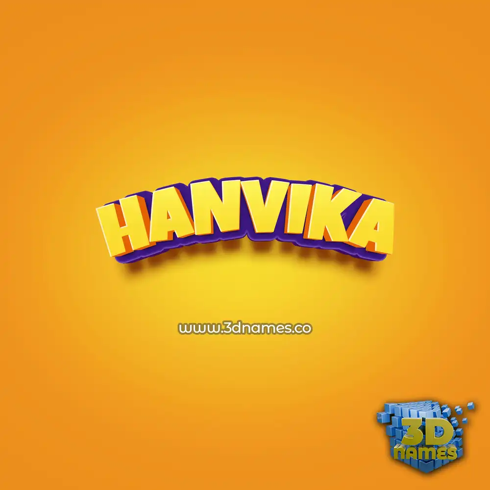 hanvika in Orange Toon style - 3D name wallpaper