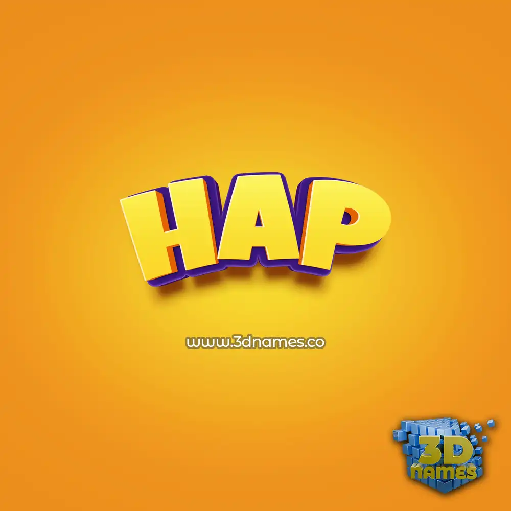 hap in Orange Toon style - 3D name wallpaper