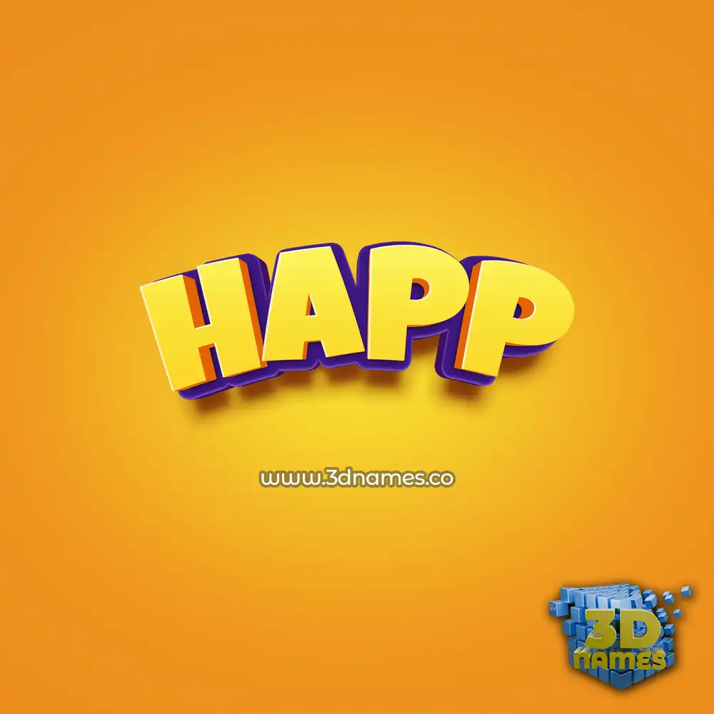 happ in Orange Toon style - 3D name wallpaper