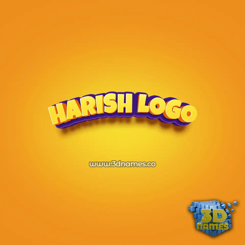 harish logo in Orange Toon style - 3D name wallpaper
