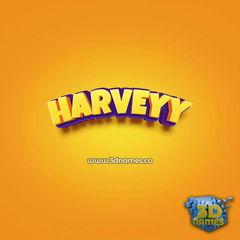 harveyy in Orange Toon style - 3D name wallpaper
