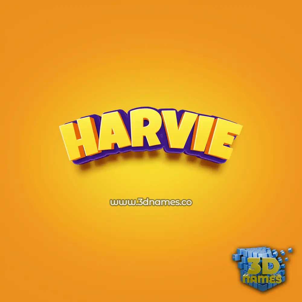 harvie in Orange Toon style - 3D name wallpaper