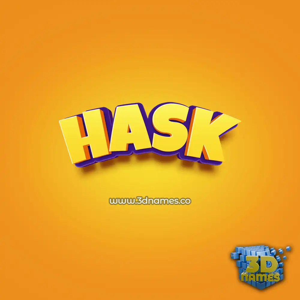 hask in Orange Toon style - 3D name wallpaper
