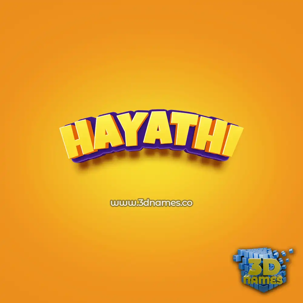 hayathi in Orange Toon style - 3D name wallpaper