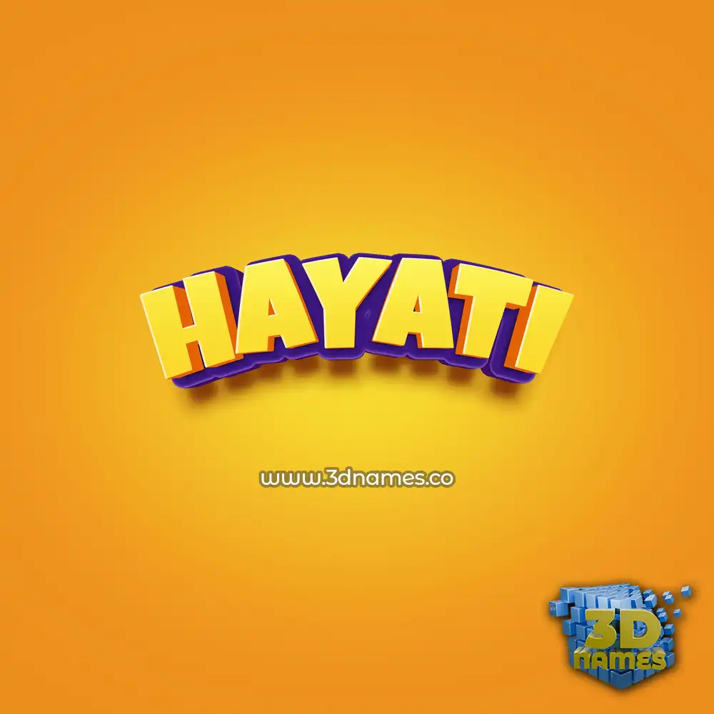 hayati in Orange Toon style - 3D name wallpaper