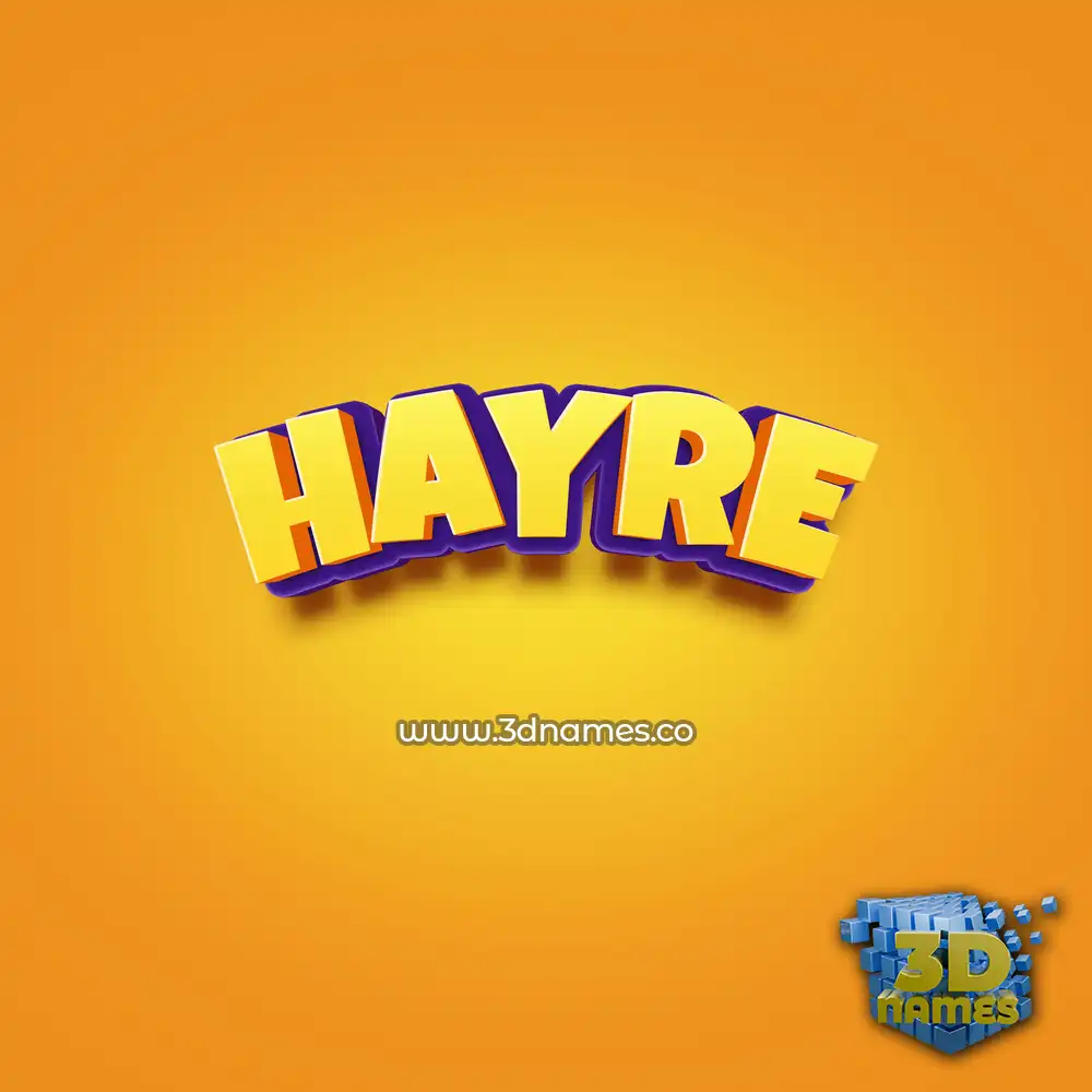 hayre in Orange Toon style - 3D name wallpaper