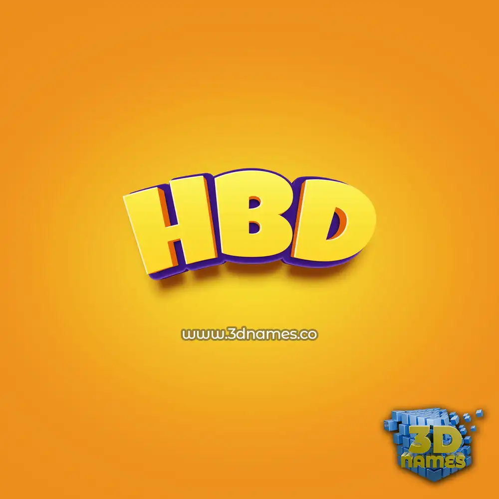 hbd in Orange Toon style - 3D name wallpaper