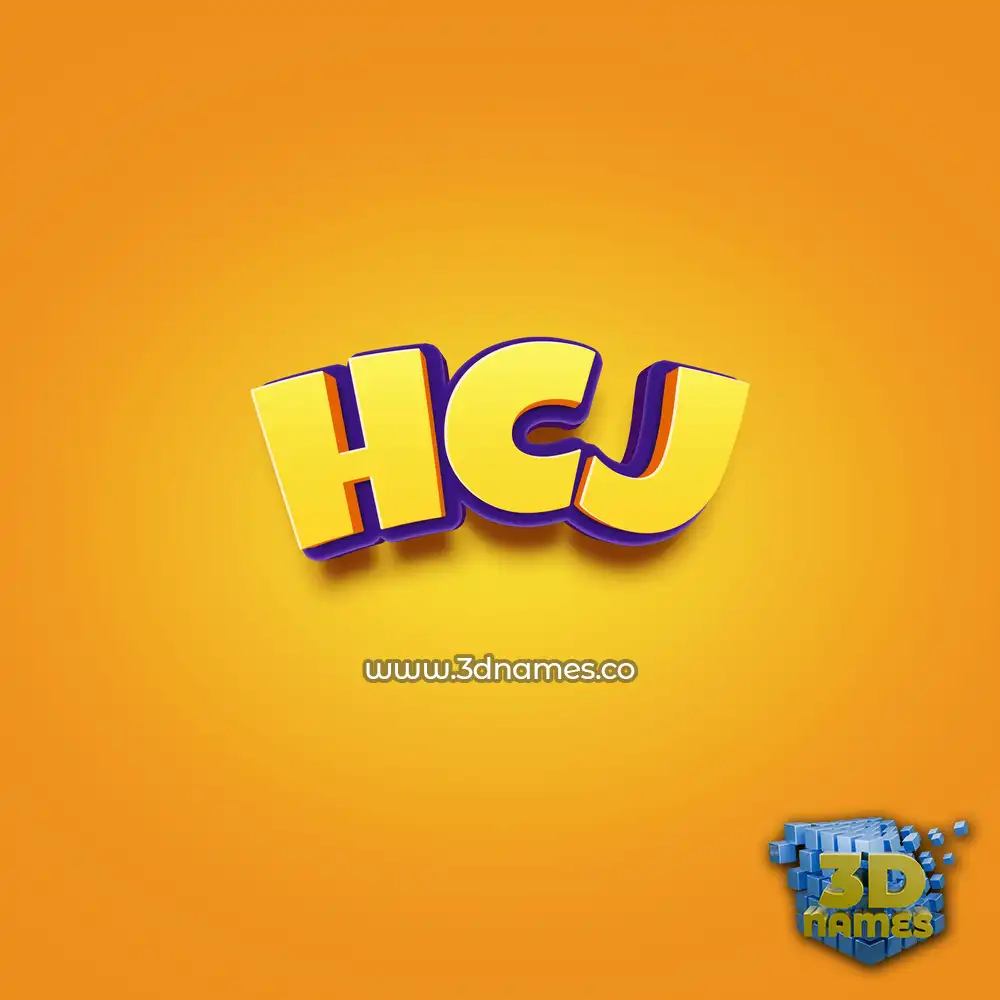 hcj in Orange Toon style - 3D name wallpaper