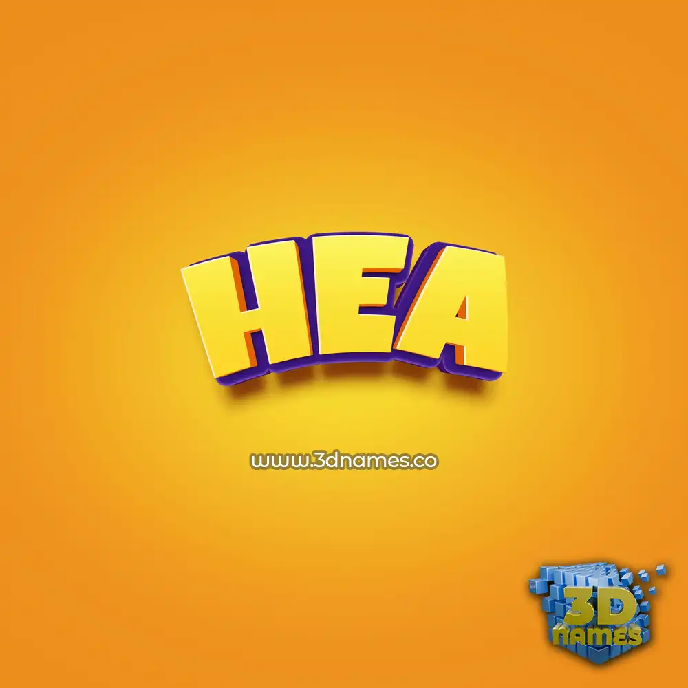 hea in Orange Toon style - 3D name wallpaper